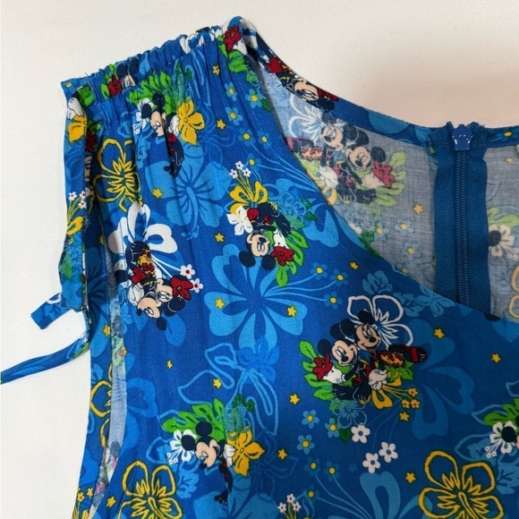 Disney Hawaiian Dress Mickey And Minnie Mouse Maxi Floral Blue Size Small - Picture 8 of 11